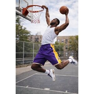 Vintage Adidas NBA Los Angeles Lakers Basketball Shorts Purple Gold Men's XL